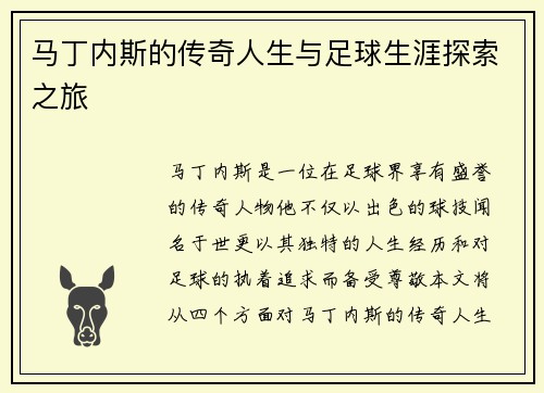 马丁内斯的传奇人生与足球生涯探索之旅